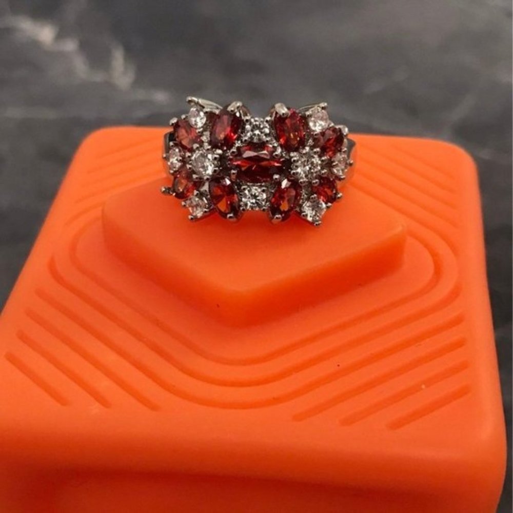 Size 9 Ruby Sterling Silver Ring /925